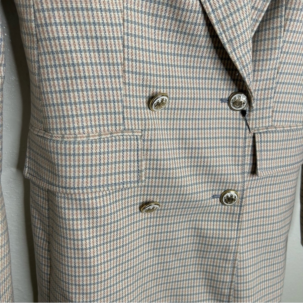 NWT Zara Plaid Structured Double Breasted Oversized Blazer XS - Picture 5 of 14